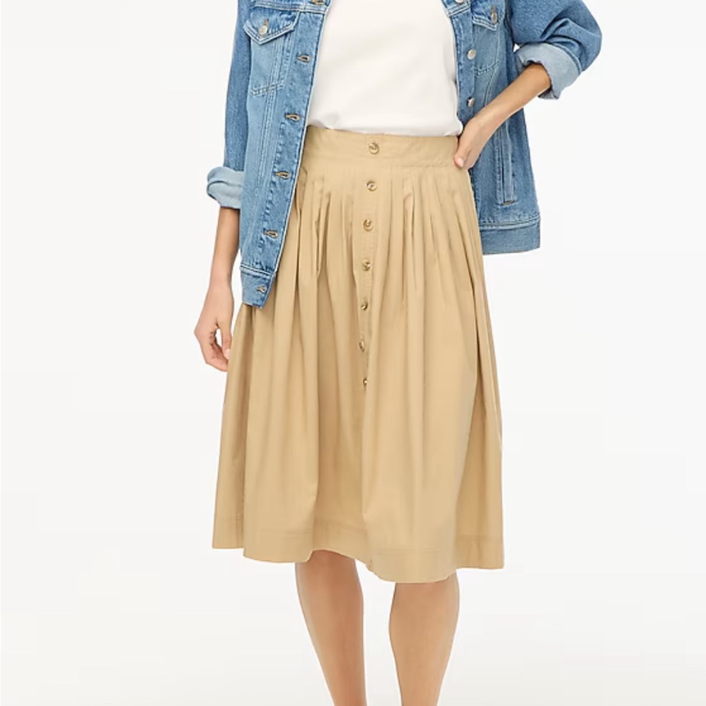 J. Crew pleated button-front midi skirt